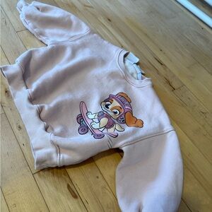 Zara Light Pink Sweatshirt with Cartoon Print